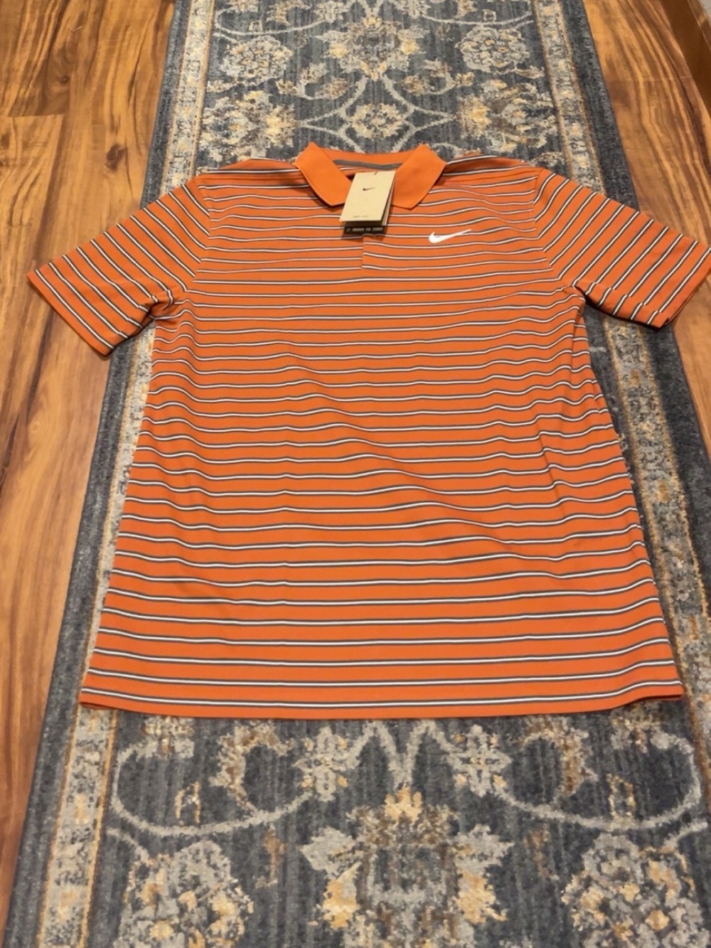 Nike Men’s Orange Striped Golf Polo Shirt